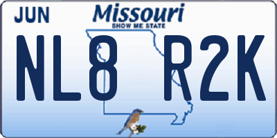 MO license plate NL8R2K