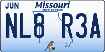 MO license plate NL8R3A