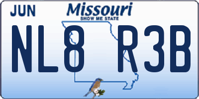 MO license plate NL8R3B
