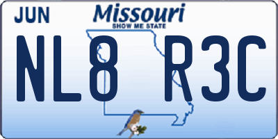 MO license plate NL8R3C