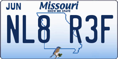 MO license plate NL8R3F