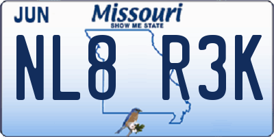 MO license plate NL8R3K