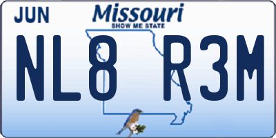 MO license plate NL8R3M