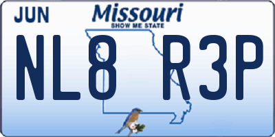 MO license plate NL8R3P