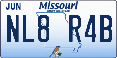 MO license plate NL8R4B