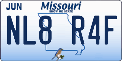 MO license plate NL8R4F