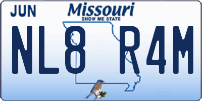 MO license plate NL8R4M