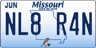 MO license plate NL8R4N