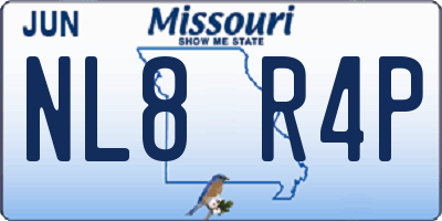 MO license plate NL8R4P