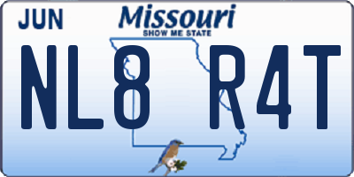 MO license plate NL8R4T