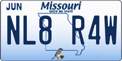 MO license plate NL8R4W