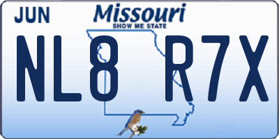 MO license plate NL8R7X