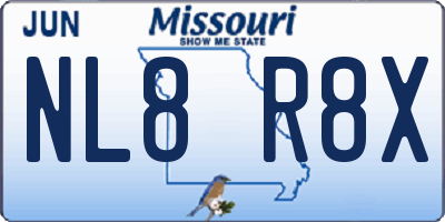 MO license plate NL8R8X