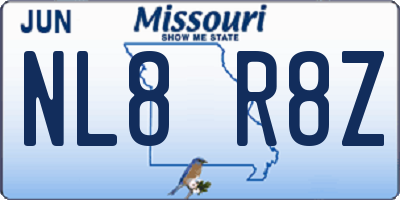 MO license plate NL8R8Z