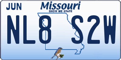MO license plate NL8S2W