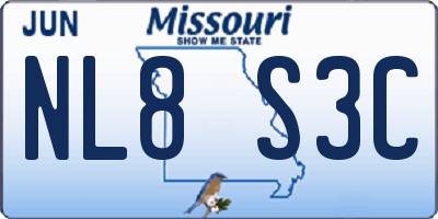 MO license plate NL8S3C
