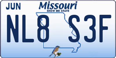 MO license plate NL8S3F