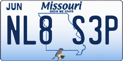 MO license plate NL8S3P
