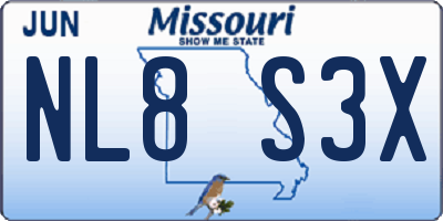 MO license plate NL8S3X