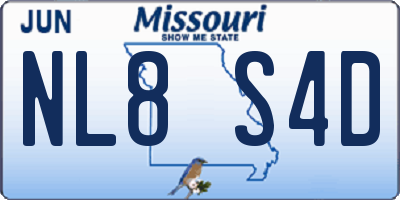 MO license plate NL8S4D