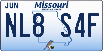 MO license plate NL8S4F