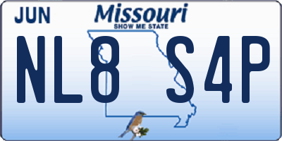 MO license plate NL8S4P