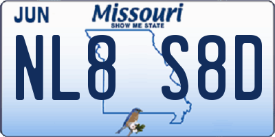 MO license plate NL8S8D