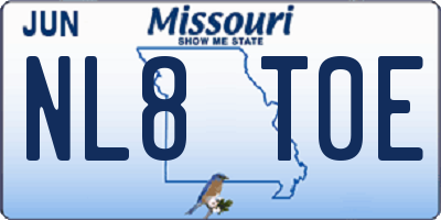 MO license plate NL8T0E
