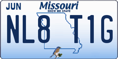 MO license plate NL8T1G