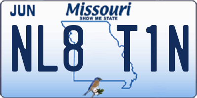 MO license plate NL8T1N
