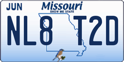 MO license plate NL8T2D