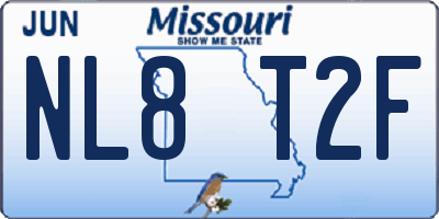 MO license plate NL8T2F