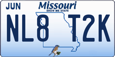 MO license plate NL8T2K