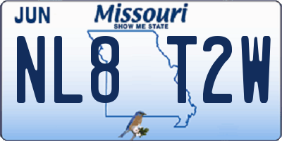 MO license plate NL8T2W