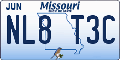 MO license plate NL8T3C