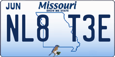 MO license plate NL8T3E