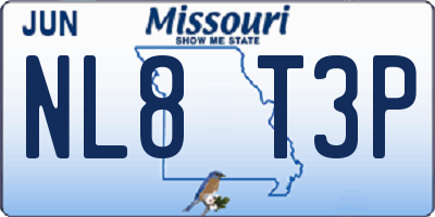MO license plate NL8T3P