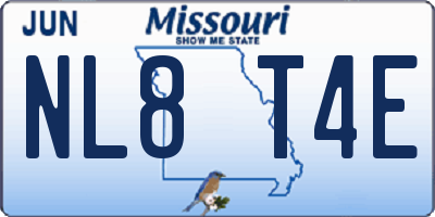 MO license plate NL8T4E