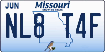 MO license plate NL8T4F
