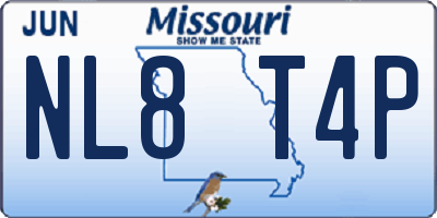MO license plate NL8T4P