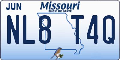 MO license plate NL8T4Q