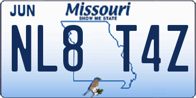 MO license plate NL8T4Z