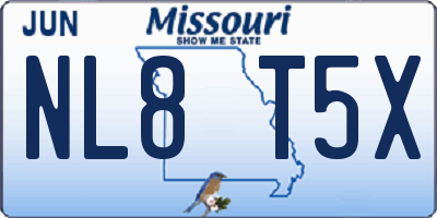 MO license plate NL8T5X
