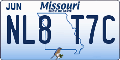 MO license plate NL8T7C