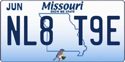 MO license plate NL8T9E