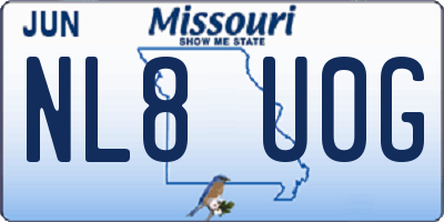 MO license plate NL8U0G