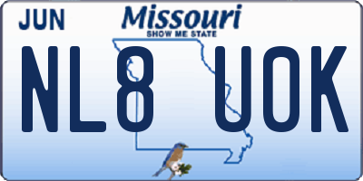 MO license plate NL8U0K