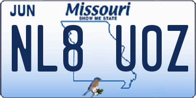 MO license plate NL8U0Z