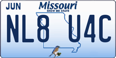 MO license plate NL8U4C
