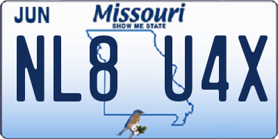 MO license plate NL8U4X